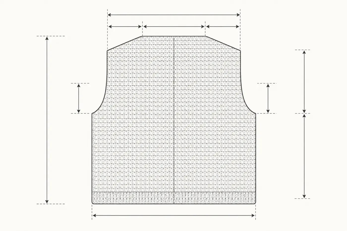 Crochet cardigan back-panel schematic